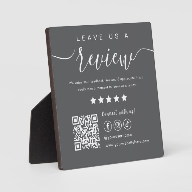 Verlass uns einen Review Social Media Qr Code Dunk Fotoplatte (Vorderseite)