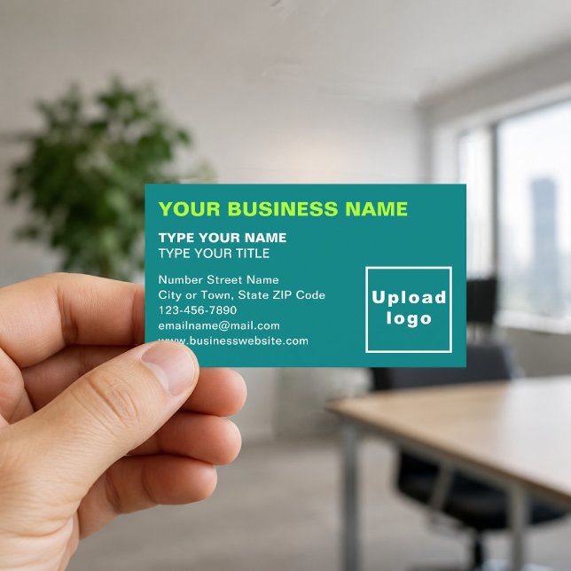 Verlassen Alignment-Texte Aquamarine Grüne Visiten Visitenkarte (Front of the business card)