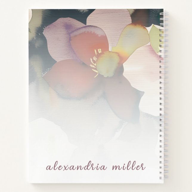 Verlassen Aquarellfarben-Rose Rosa Skript Notizbuch (Rückseite)