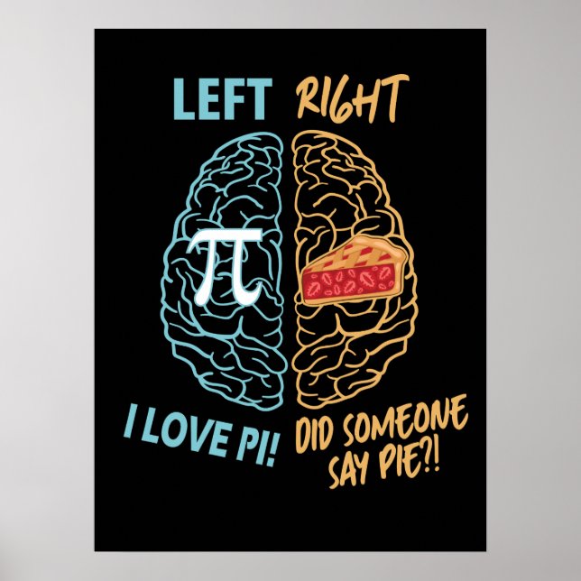 Verlassen Brain Right Brain Funny Pi Poster (Vorne)