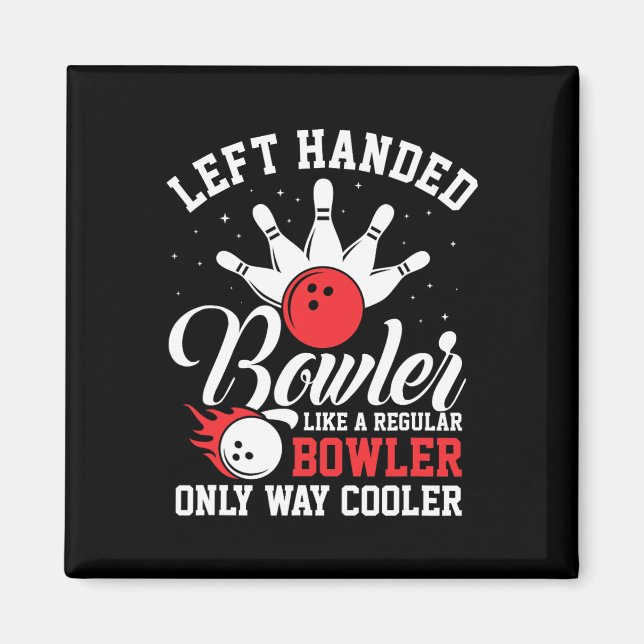 Verlassen Handed Bowler Cool Bowling Buttone Strik Magnet (Vorne)