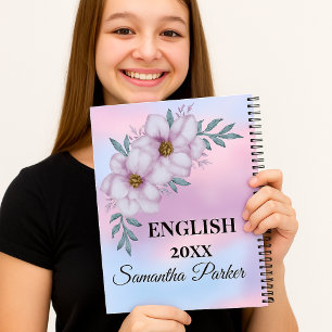 Verlassen Lilac Floral Englisch Name Year Girls Notizbuch