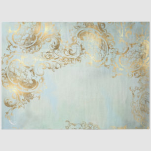 Verlassen Peacock Gold Dusty Blue Coordinated Deco Seidenpapier