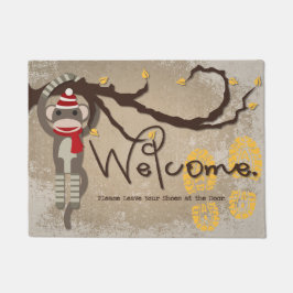 Verlassen Sie Ihre Schuhe am Tür-Socken-Affen Fußmatte