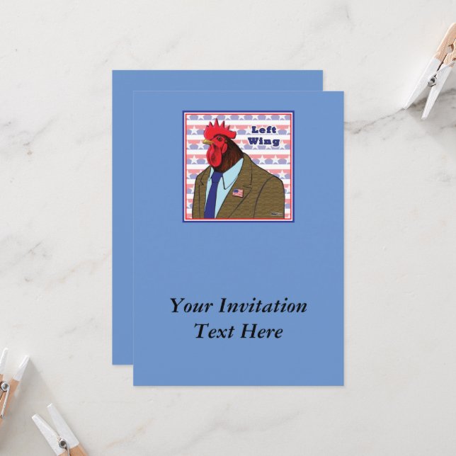 Verlassen Wing-Rooster Einladung (Vorderseite/Rückseite Beispiel)