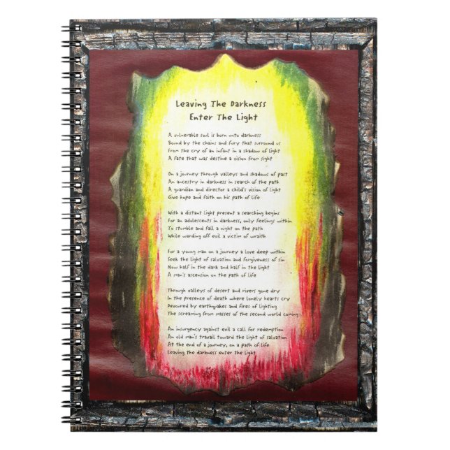 Verlassend Dunkelheit, geben Sie das Licht ein Notizblock (Vorderseite)