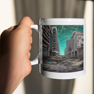 Verlassene dystopische blaugrüne Himmel Kaffeetasse