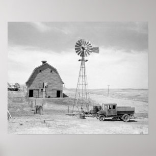 Verlassene Farm, 1936. Vintage-Foto Poster