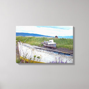 verlassene Holzschiffe in Alaska Leinwanddruck