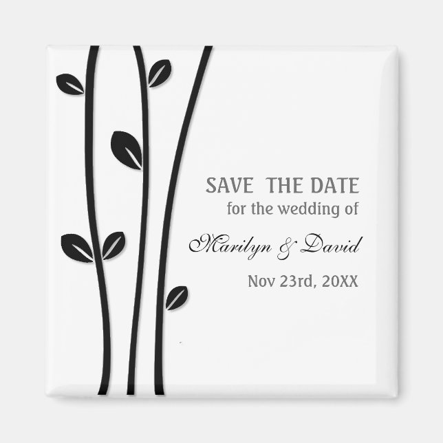 Verlassene schwarze Zweige Save the Date Magnet (Vorne)