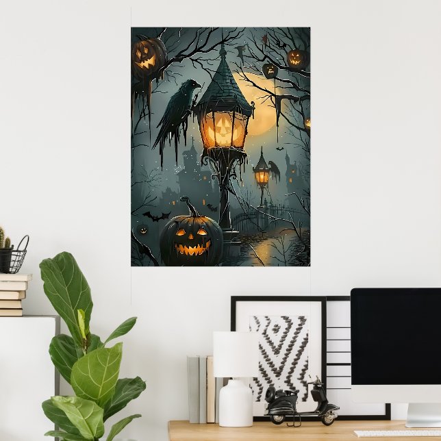 Verlassene Senke – Halloween Nacht Poster (Heimbüro)