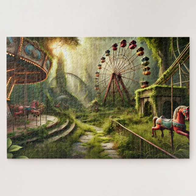 Verlassene Themenpark-Karussell & Ferris-Rad Puzzle (Horizontal)