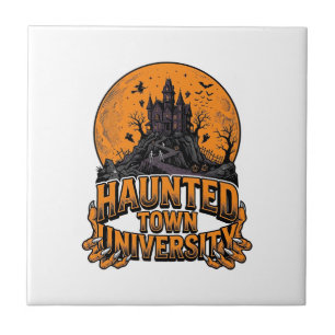 Verlassene Universitätsstadt Vintage Halloween-Shi Fliese