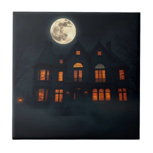 Verlassener gotischer Herrensitz Halloween Keramik Fliese
