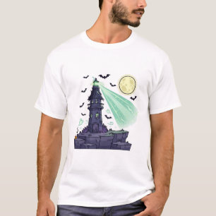 Verlassener Leuchtturm-Geisterlicht Halloween-Nach T-Shirt