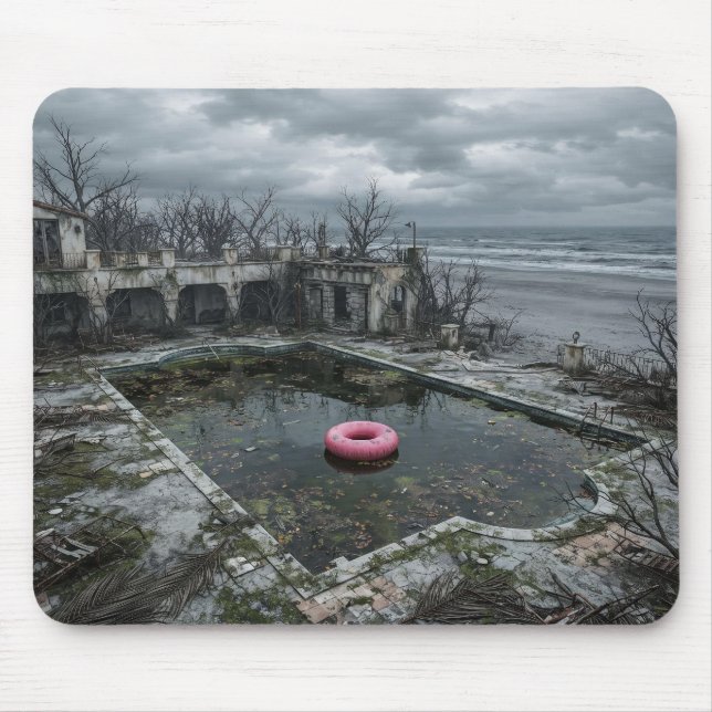 Verlassener Strandpool – Unheimliche Liminal-Lands Mousepad (Vorne)