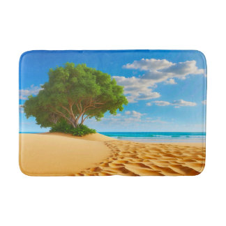 Verlassener tropischer Insel-Sandstrand Badematte