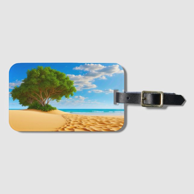 Verlassener tropischer Insel-Sandstrand Gepäckanhänger (Vorderseite (Horizontal))
