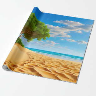Verlassener tropischer Insel-Sandstrand Geschenkpapier