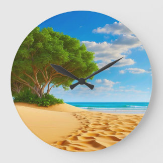Verlassener tropischer Insel-Sandstrand Große Wanduhr