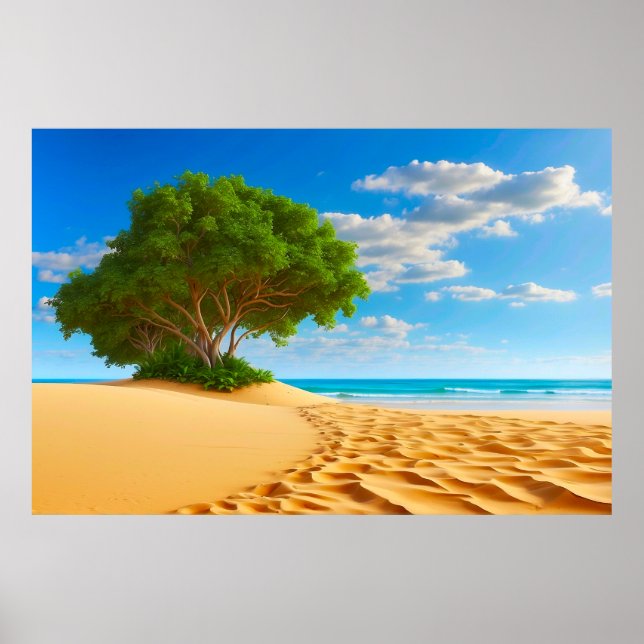 Verlassener tropischer Insel-Sandstrand  Poster (Vorne)