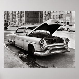 Verlassener Wagen, 1964. Altes Foto Poster