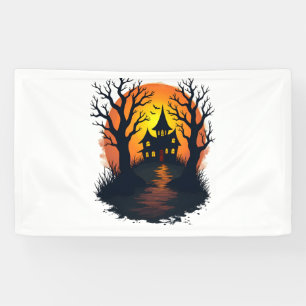 Verlassener Wald – Gruseliger Halloween-Natur-Tee Banner