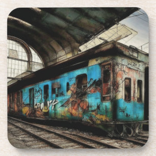 Verlassener Zug mit Graffiti Urban Street Art Getränkeuntersetzer