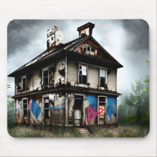 Verlassenes altes Haus Spray Paint Graffiti Mousepad