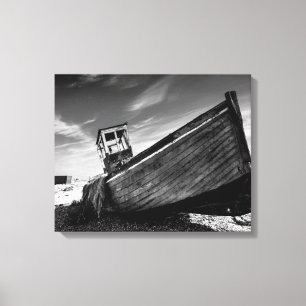 Verlassenes Boot auf Dungeness Strand Leinwanddruck