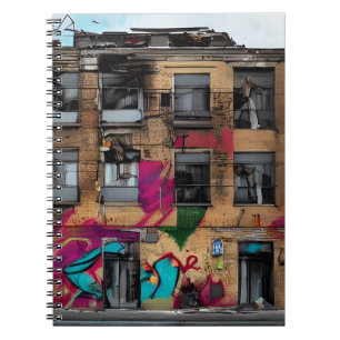 Verlassenes Gebäude Abstract AI Art Notizblock