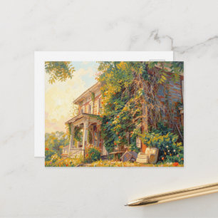 Verlassenes Haus mit Möbeln Postkarte