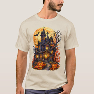 Verlassenes Schloss Halloween Vollmond T-Shirt