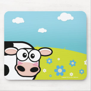 Verlegene Cartoon-Kuh Mousepads