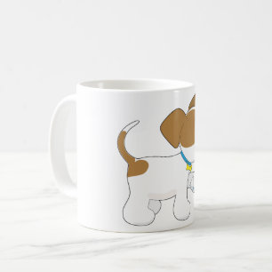 Verletzter Welpe mit verbundenem Pfote Kaffeetasse