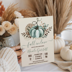 Verlieb dich, Blauer Kürbis, Florale Babyparty Einladung
