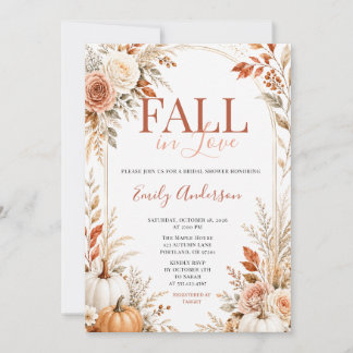 Verlieb dich Brautparty Herbst Floral Kürbis Einladung