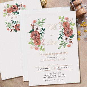 Verlieb dich in die Herbstblumen Hochzeitsparty Folieneinladung