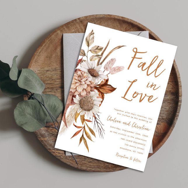 Verlieb dich in die rustikale Herbst-Hochzeitseinl Einladung (Von Creator hochgeladen)