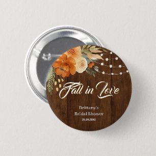 Verlieb dich in rustikale Herbstblumen Brautparty Button