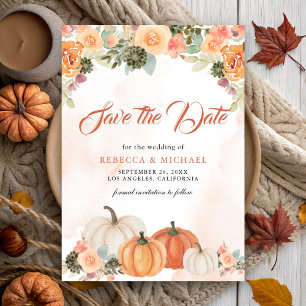 Verlieb dich in Rustikale Kürbis-Blumenhochzeit Save The Date