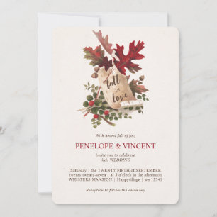 Verlieb dich in Vintage-Blätter Hochzeitseinladung Einladung