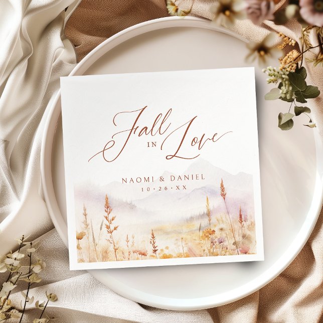 Verlieb dich in Wildblumen-Berg-Rustikale Hochzeit Serviette (Fall In Love Wildflower Mountain Rustic Wedding Napkins)