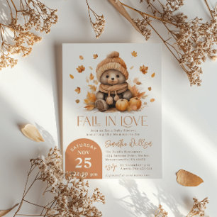 Verlieb dich kleiner Teddybär Kürbis-Baby-Party Einladung