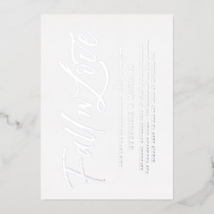 Verlieb dich Lettering Silber Verlobungsfeier Folieneinladung