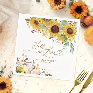Verlieb dich Sonnenblume Kürbis Herbst Hochzeit Serviette