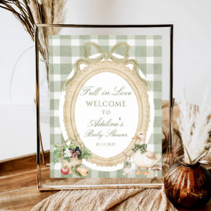 Verlieb dich Vintage-Salbei-Baby-Party-Willkommen Poster