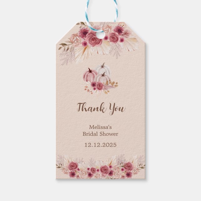 Verliebe dich Boho Rosa Kürbis Danke Geschenkanhänger (Vorderseite)