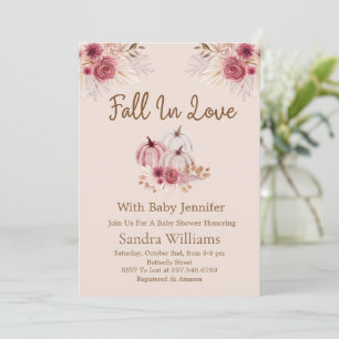 Verliebe dich Boho Rosa Kürbis Herbst Baby Shower Einladung