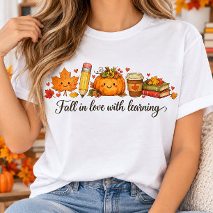 Verliebe dich in das Lernen Süßer Herbst Lehrer T-Shirt